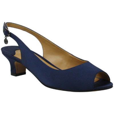 Front view of Jenvey Navy Satin
