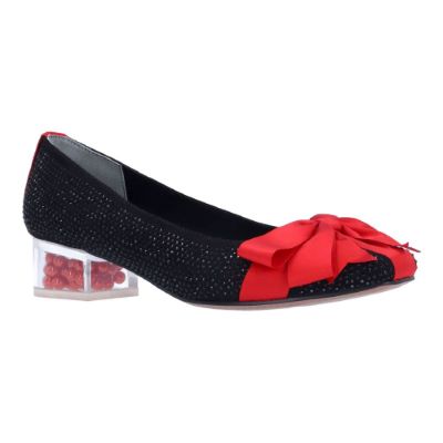 J. Rene Women's Jollee Slip-On Pump in Black and Red, Fabric, Size 6.5 M, 1.5 Inch Heel