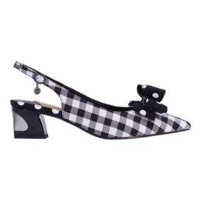 Right side view of Kimma BLACK/WHITE GINGHAM/POLKA