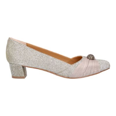 Right side view of Lariel PEWTER GLITTER/SATIN