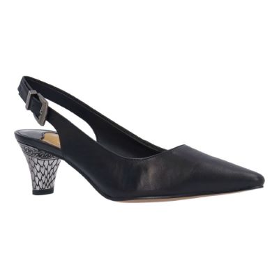 J. Rene Women's Mayetta Leather Slingback Pump in Black, Size 12 W, 2 Inch Heel