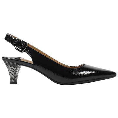 Right side view of Mayetta Black Pearlized Patent