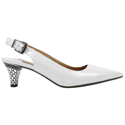 Right side view of Mayetta White Metallic Patent