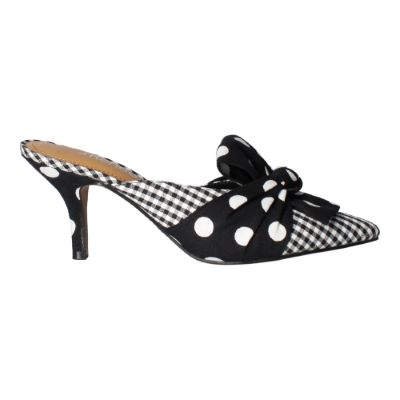 Right side view of Mianna BLACK/WHITE POLKA/GINGHAM