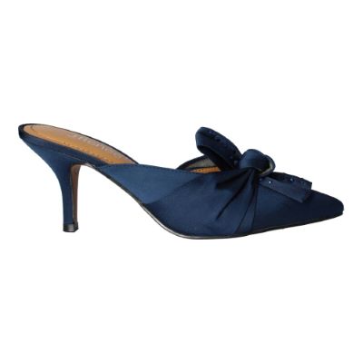 Right side view of Mianna NAVY SATIN