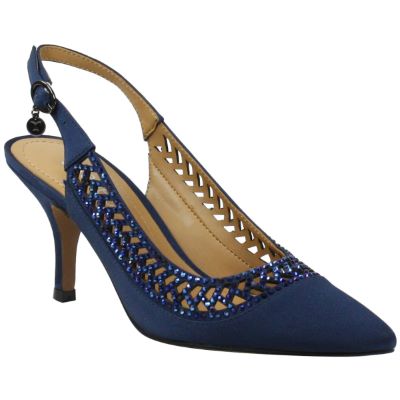 j. reneé naiara navy blue studded high pointy sling back - 6 m