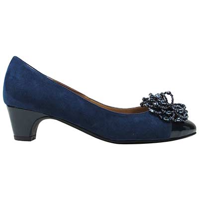 Right side view of Rashana Navy Suede
