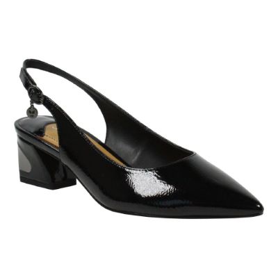J. Rene Women's Shayanne Patent Slingback Pump in Black, Size 10.5 W, 2 Inch Heel