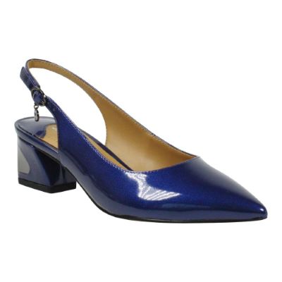 J. Rene Women's Shayanne Patent Slingback Pump in Navy Blue, Size 9.5 W, 2 Inch Heel