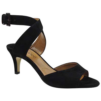 J.Renee Women's Soncino Leather Ankle Strap Sandal in Black, Size 9 N, 2.25 Inch Heel