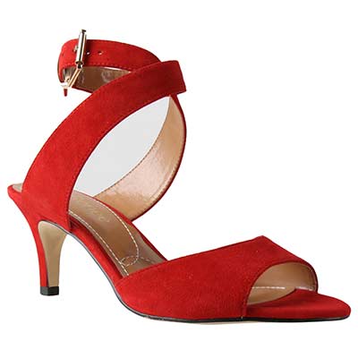 j. reneé soncino red suede criss cross ankle strap mid heel sandal - 6 m