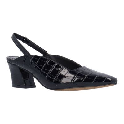 J. Rene Women's Stasia Slingback Pump in Black, Reptile Print, Size 9 W, 2 Inch Heel