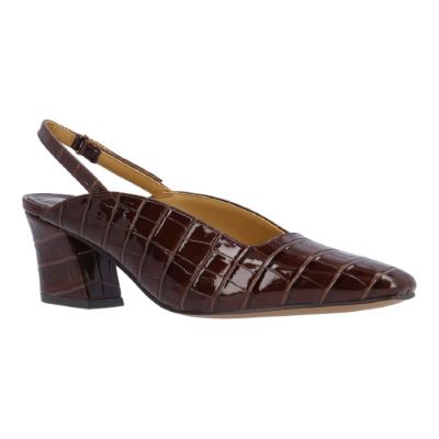 J. Rene Women's Stasia Slingback Pump in Brown, Reptile Print, Size 10.5 W, 2 Inch Heel