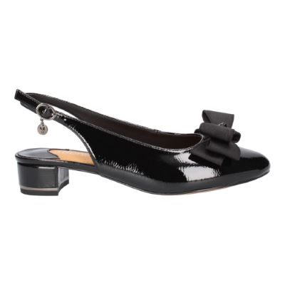 Right side view of Tanay BLACK PATENT/GROSGRAIN
