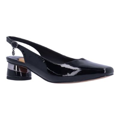 J. Rene Women's Taveta Patent Slingback Pump in Black, Size 6 M, 1.5 Inch Heel