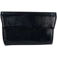 Front view of 10334 Reptile Print Clutch Black