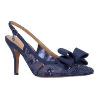 Front view of Deloris NAVY SEQUIN MESH/SATIN