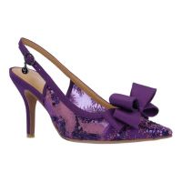 Front view of Deloris PURPLE SEQUIN MESH/SATIN