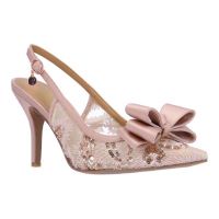 Front view of Deloris ROSE GOLD SEQUIN MESH/SATIN