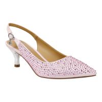 Front view of Ferryanne PASTEL PINK SATIN/STONES