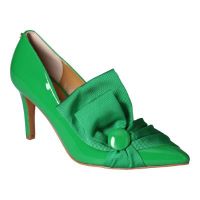 Front view of Hirisha GREEN PATENT/GROSGRAIN