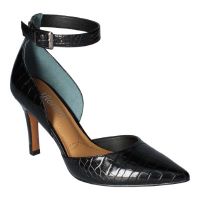 Front view of Jaelyn BLACK EMBOSSED CROCO