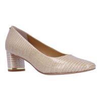 Front view of Olivienne PEARL BEIGE LIZARD PRINT