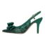 Left side view of Deloris EMERALD GREEN SEQUIN MESH/SATI