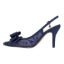 Left side view of Deloris NAVY SEQUIN MESH/SATIN