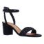 Front view of Evelina BLACK SATIN/RHINESTONES