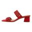 Left side view of Keetana RED SATIN/STONES