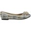 Right side view of Mallantha Taupe Gold Croc Print