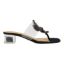 Right side view of Maribela CLEAR/BLACK SATIN