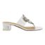 Right side view of Maribela CLEAR/WHITE SATIN
