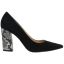 Right side view of Quorra Black Suede w/ Black White Snakeprint