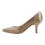 Left side view of Rishna BEIGE SATIN