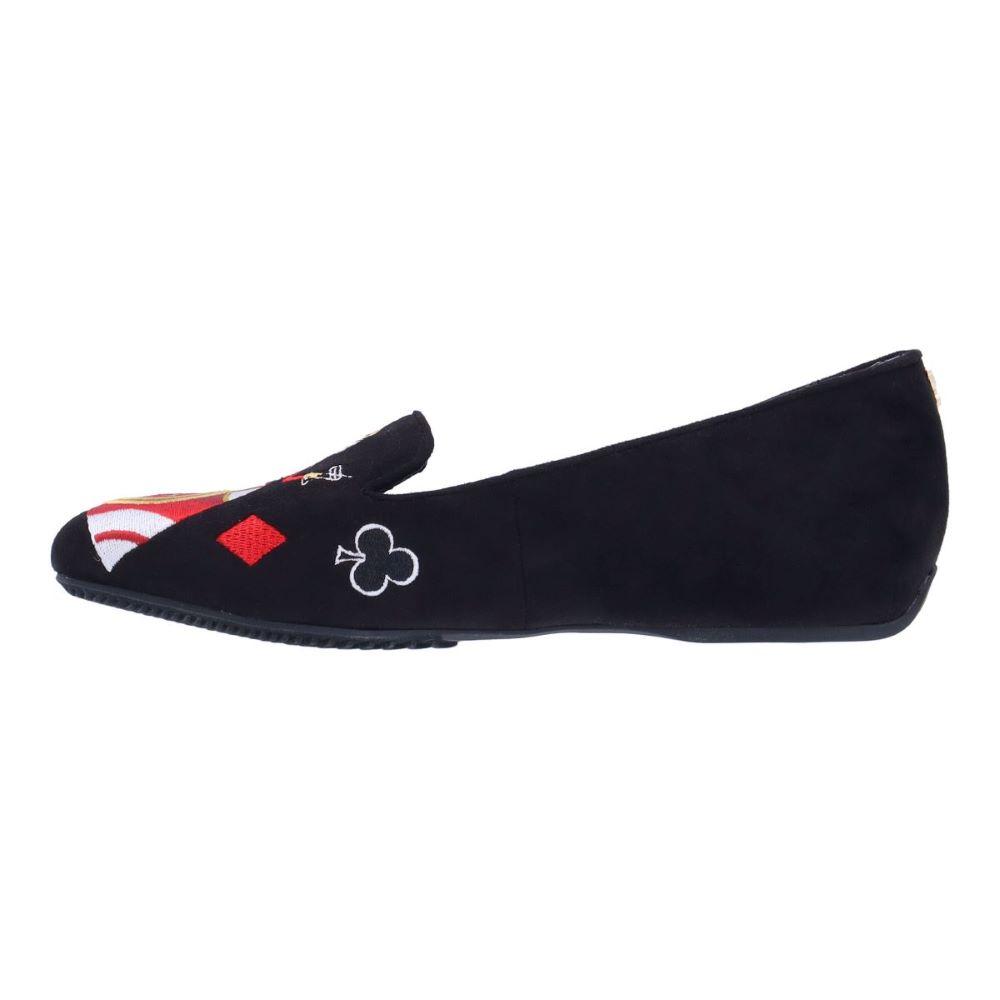 Left side view of Fullhouse BLACK SUEDE EMBROIDERED