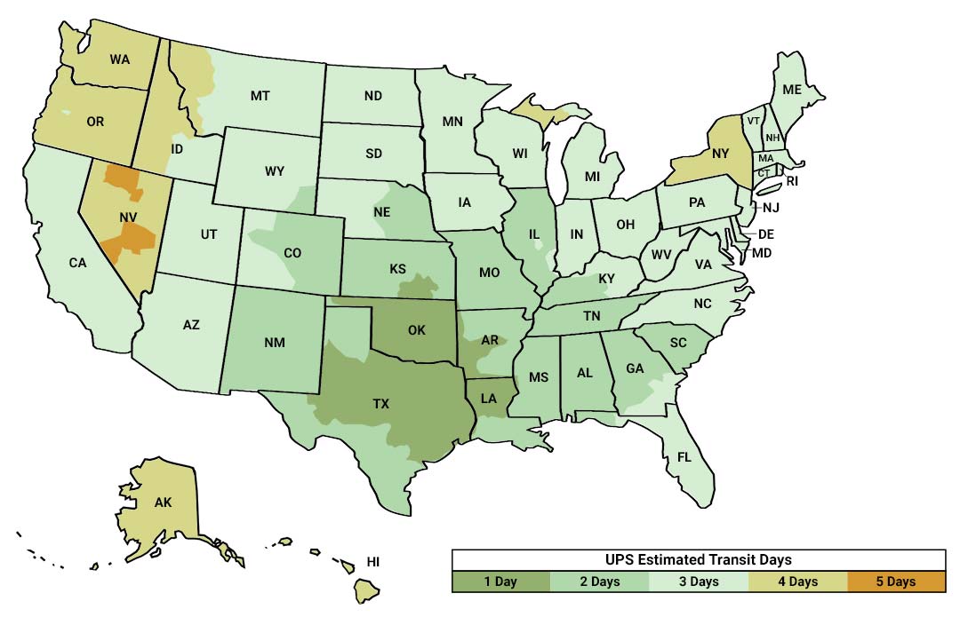 UPS shipping estimate map